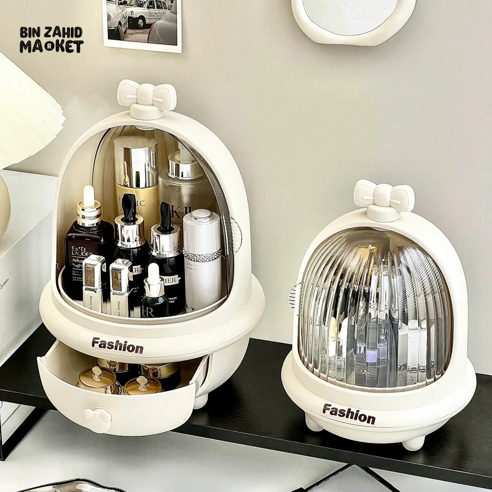 360° ROTATING MAKEUP ORGANIZER – DUST & WATER-PROOF LARGE STORAGE BOX - Image 3