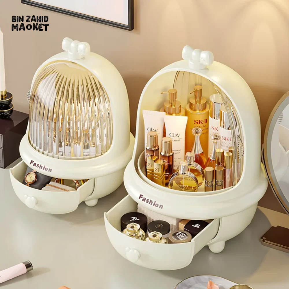 360° ROTATING MAKEUP ORGANIZER – DUST & WATER-PROOF LARGE STORAGE BOX - Image 4