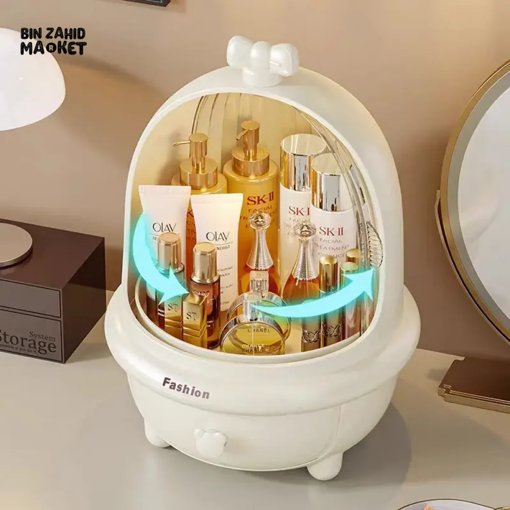 360° ROTATING MAKEUP ORGANIZER – DUST & WATER-PROOF LARGE STORAGE BOX - Image 5