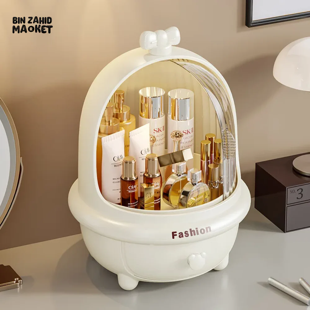 360° ROTATING MAKEUP ORGANIZER – DUST & WATER-PROOF LARGE STORAGE BOX - Image 6