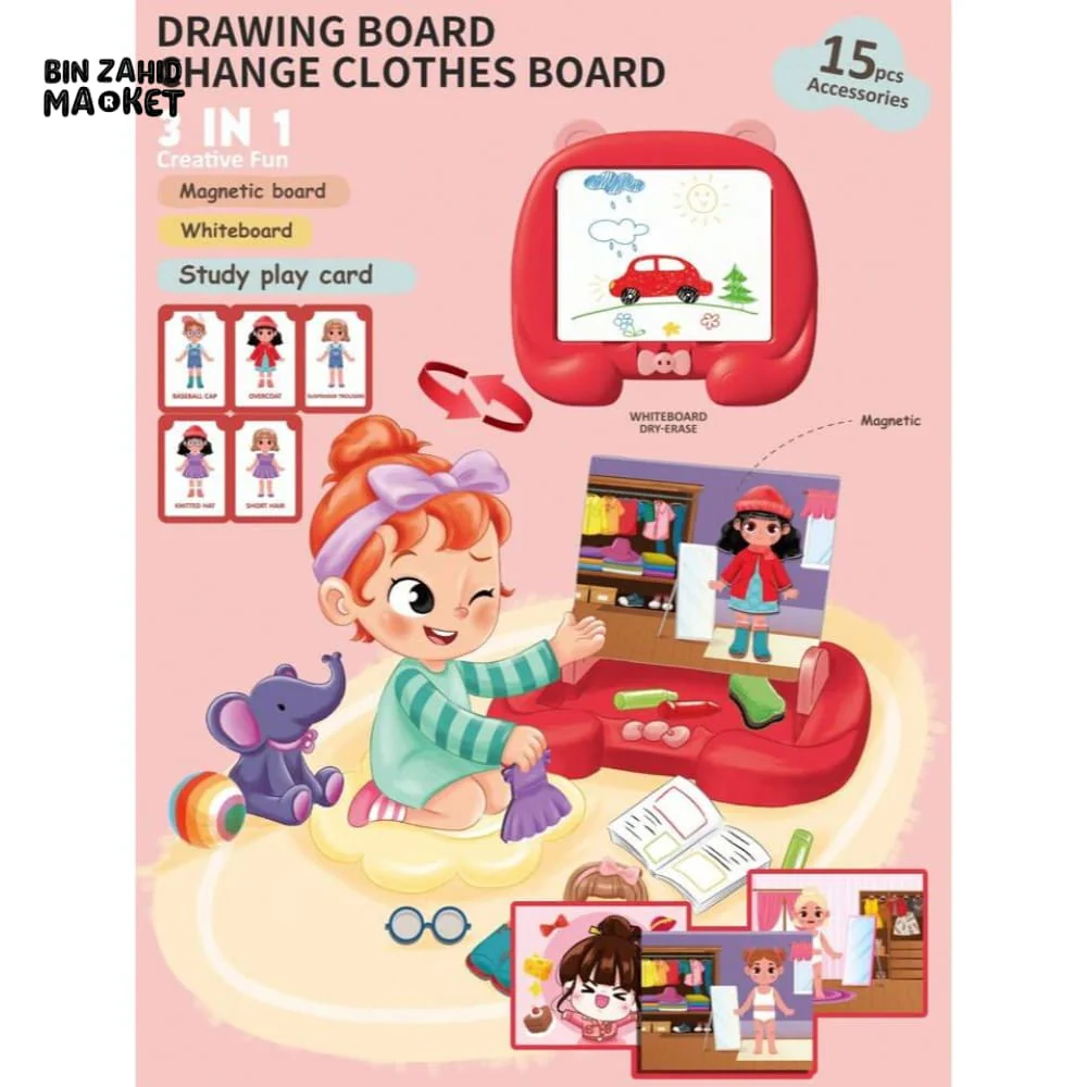 3IN1 CREATIVE KIDS FIRST DRAWING BOARD 14 PIECES ACCESSORIES - Image 5