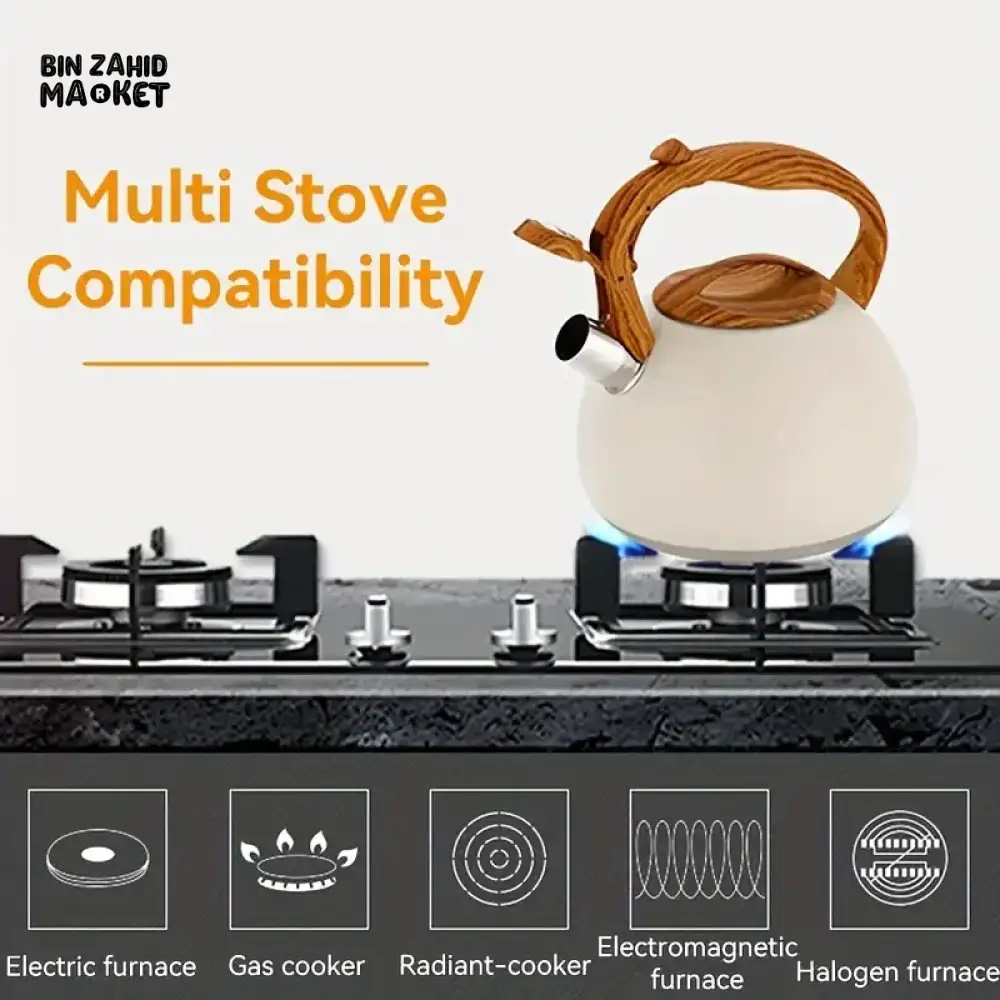 3L STAINLESS STEEL WHISTLE KETTLE FOR GAS & INDUCTION COOKERS - Image 4