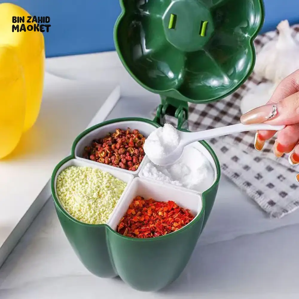 4-IN-1 PLASTIC CREATIVE SPICE JAR CONTAINER WITH SPOON – CHILI SHAPE GRILL SPICES SPICE RACK FOR HOME & KITCHEN ACCESSORIES - Image 4