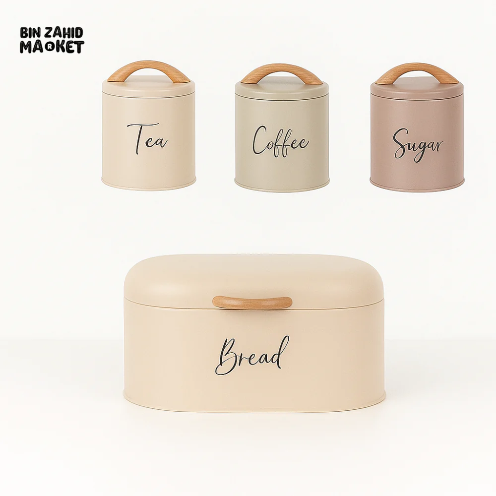 4-PIECE RETRO METAL BREAD BIN AND CANISTER SET (MIXED COLOR) - Image 2