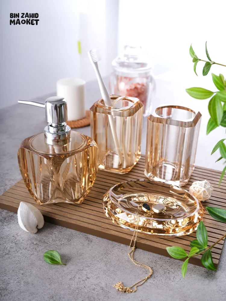 4 PIECES SET CREATIVE SOAP DISPENSER RESIN BOTTLE HOUSEHOLD CUP DISPENSER - Image 6