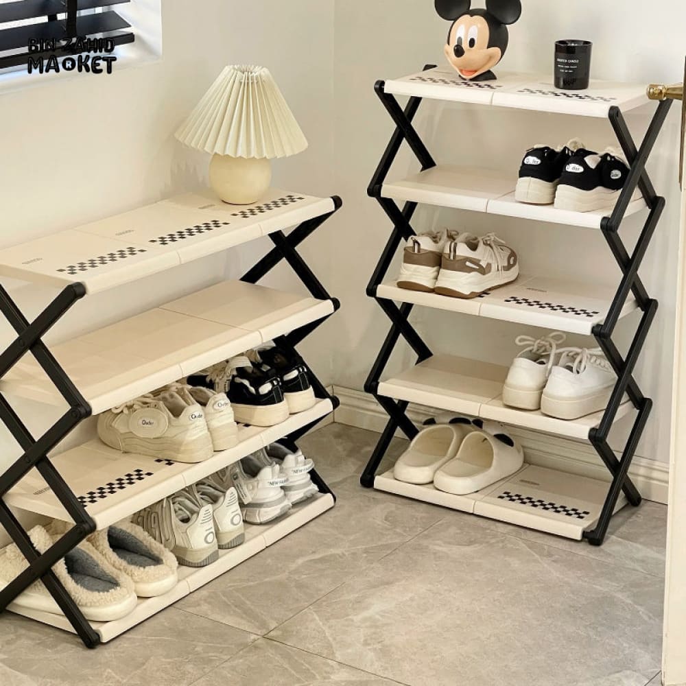 4-TIER NARROW SHOE STORAGE CABINET – FOLDABLE ENTRYWAY ORGANIZER - Image 3