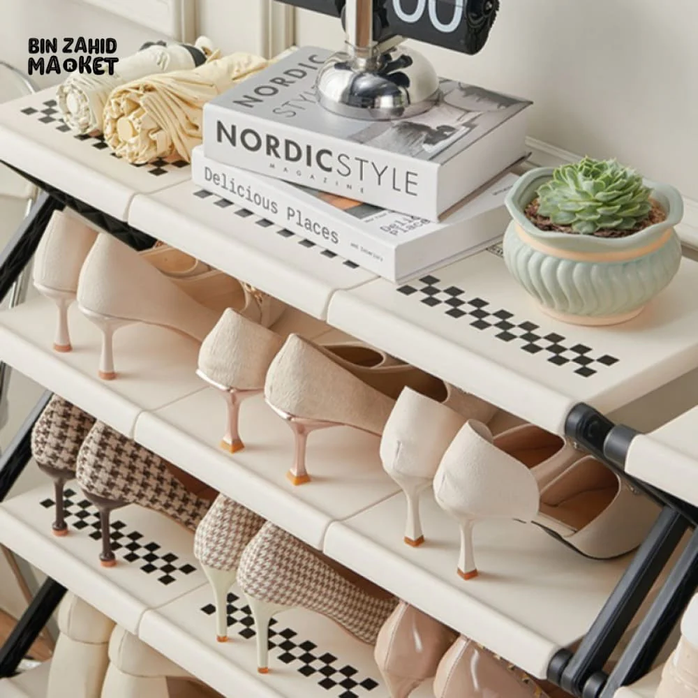 4-TIER NARROW SHOE STORAGE CABINET – FOLDABLE ENTRYWAY ORGANIZER - Image 4