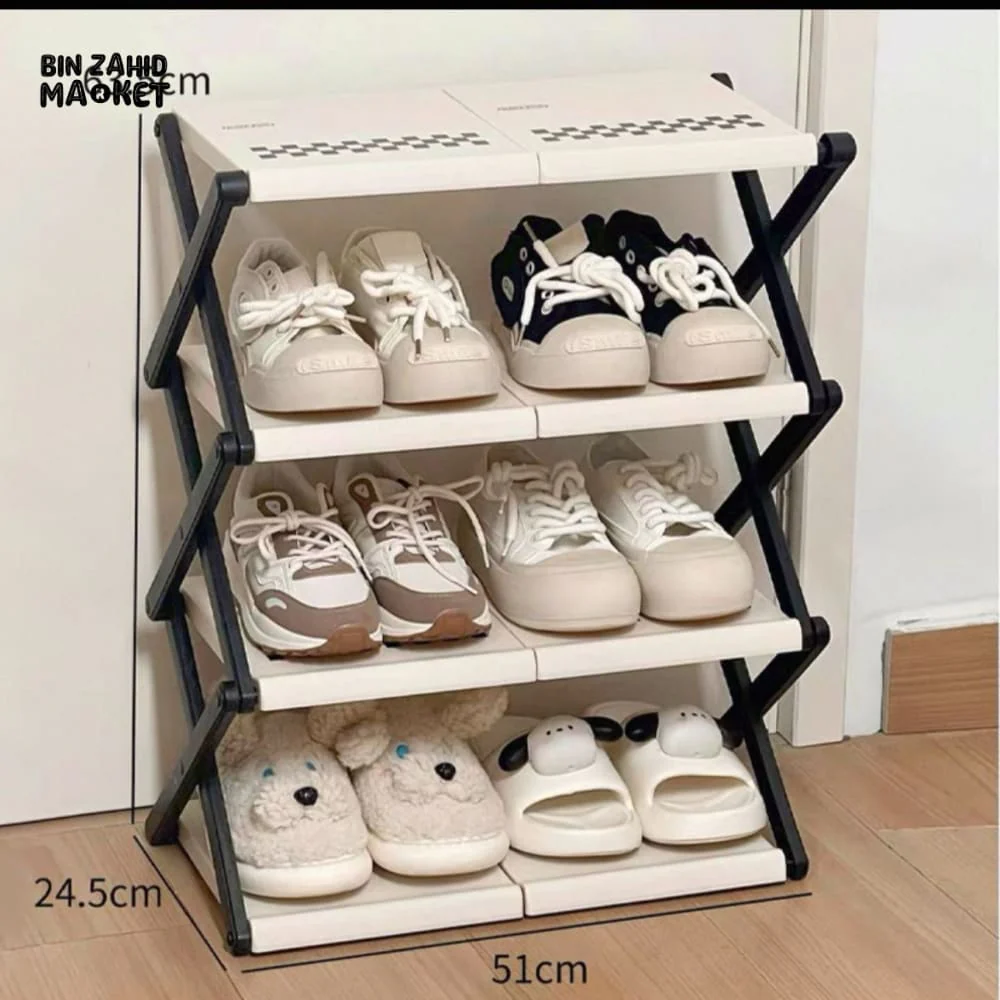 4-TIER NARROW SHOE STORAGE CABINET – FOLDABLE ENTRYWAY ORGANIZER - Image 9