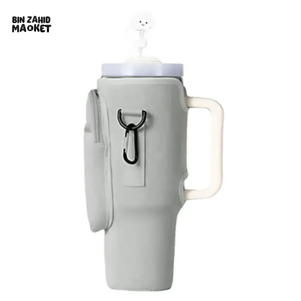 40OZ INSULATED WATER BOTTLE CARRIER WITH ADJUSTABLE SHOULDER STRAP – POUCH COVER FOR THERMOS & TRAVEL MUGS - Image 6