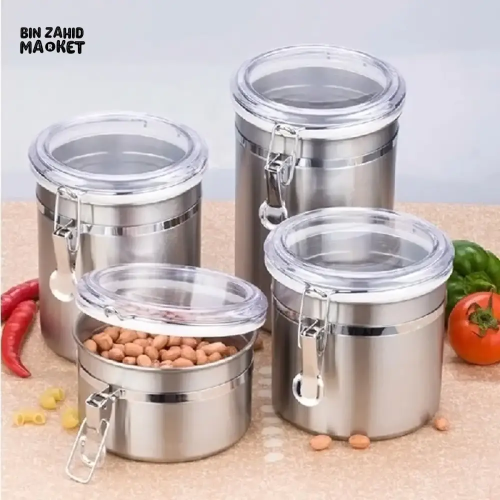 4X PIECES STAINLESS STEEL JAR SET - Image 4