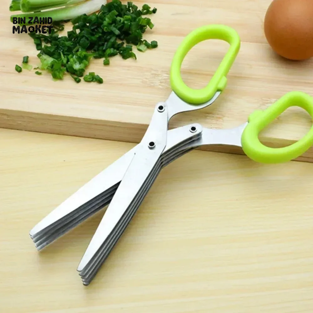 5-BLADE HERB SCISSORS – STAINLESS STEEL SPRING ONION CUTTER - Image 4