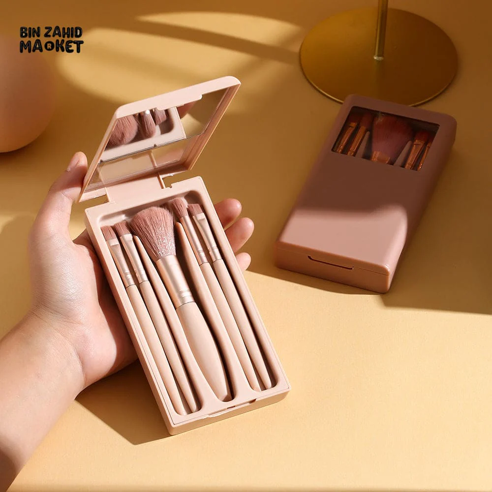 5-PIECE MAKEUP BRUSH SET WITH TRAVEL STORAGE CASE – SOFT BRISTLES & PORTABLE DESIGN - Image 2