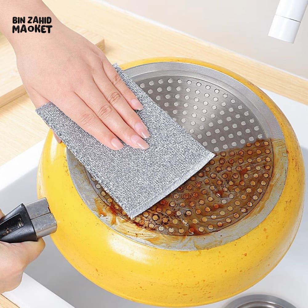 5 PIECES DOUBLE-SIDED STEEL WIRE CLEANING CLOTH – KITCHEN DISH BOWL & POT SCRUBBER TOWEL FOR TABLEWARE AND HOME CLEANING - Image 2