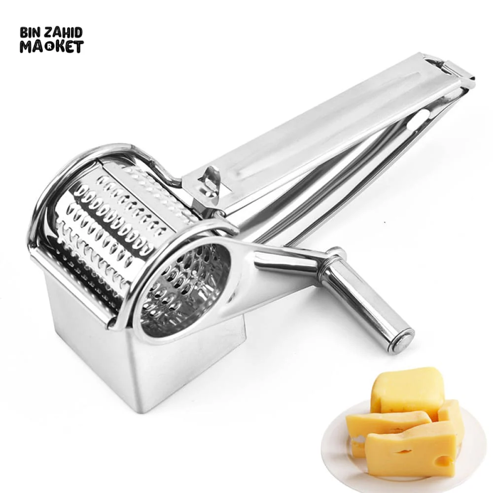 STAINLESS STEEL HANDHELD ROTARY CHEESE GRATER & VEGETABLE SHREDDER - Image 5