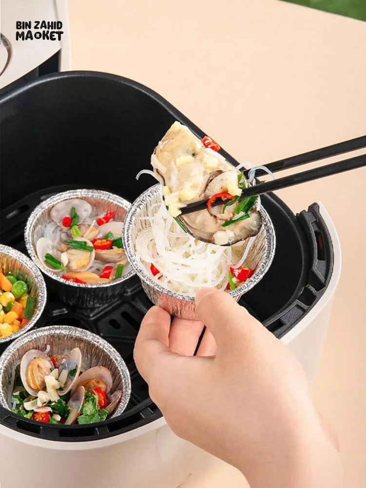50 PIECES AIR FRYER TIN FOIL BOWL EGG TART HOLDER CAKE MOLD - Image 3