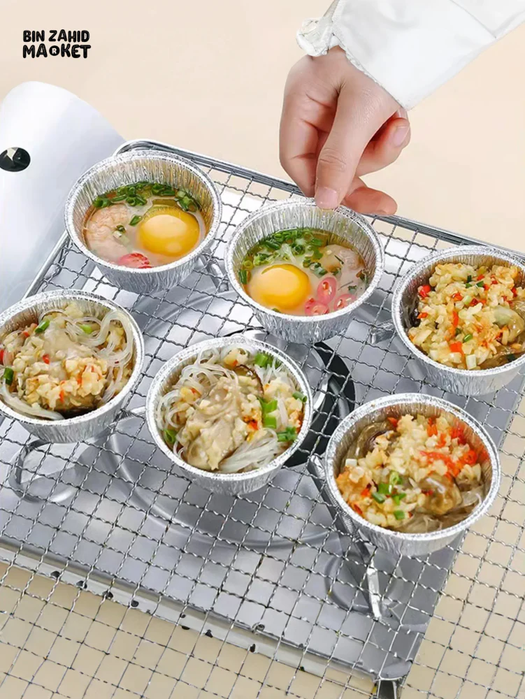 50 PIECES AIR FRYER TIN FOIL BOWL EGG TART HOLDER CAKE MOLD - Image 4