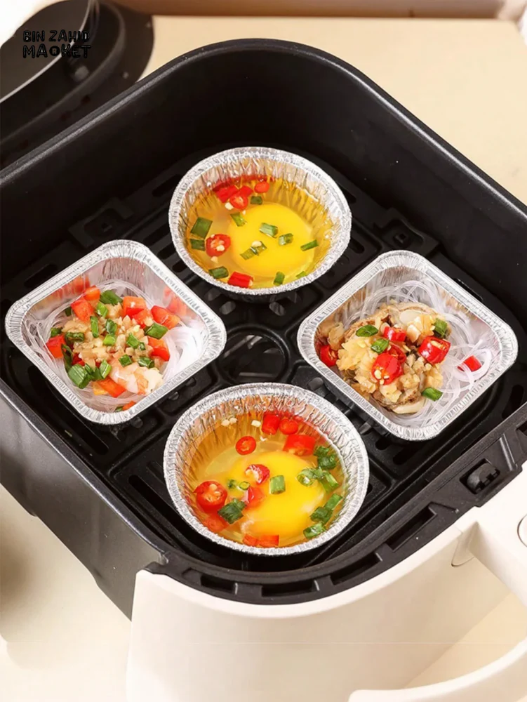 50 PIECES AIR FRYER TIN FOIL BOWL EGG TART HOLDER CAKE MOLD - Image 6