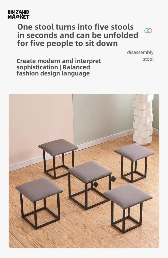 5IN1 NORDIC LEATHER OTTOMAN MULTIFUNCTIONAL STOOL STORAGE FOOT STOOL - Image 20