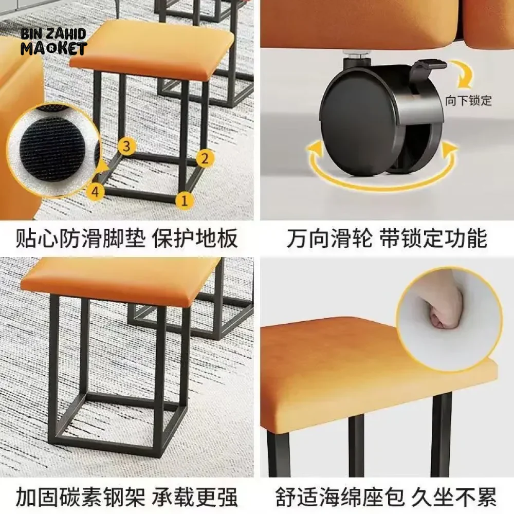 5IN1 NORDIC LEATHER OTTOMAN MULTIFUNCTIONAL STOOL STORAGE FOOT STOOL - Image 23
