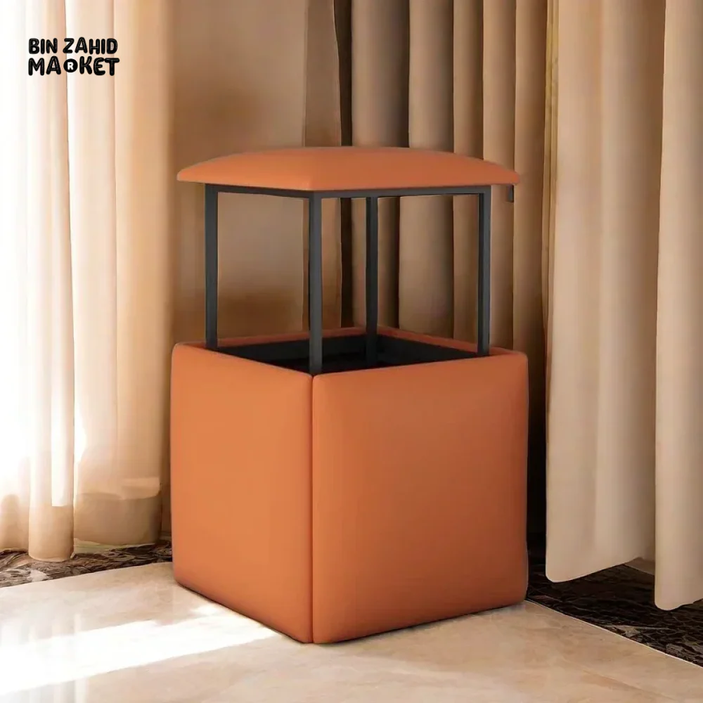 5IN1 NORDIC LEATHER OTTOMAN MULTIFUNCTIONAL STOOL STORAGE FOOT STOOL - Image 3