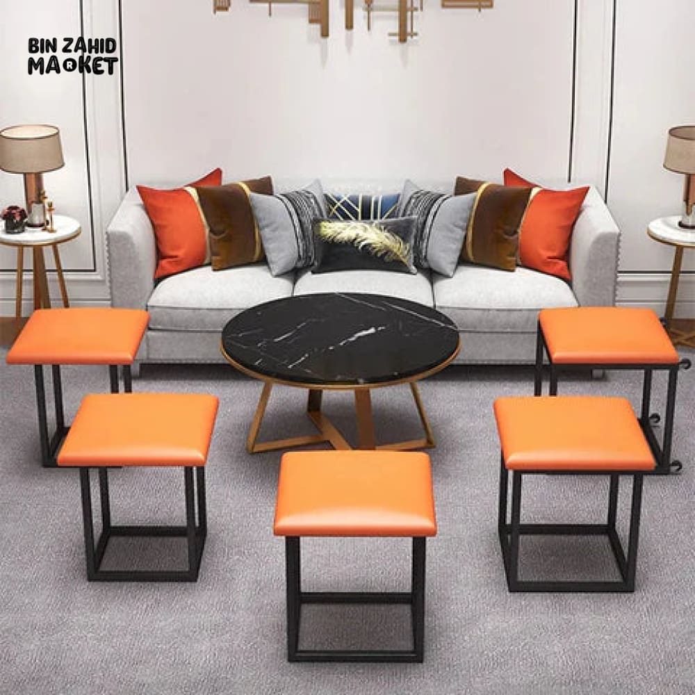 5IN1 NORDIC LEATHER OTTOMAN MULTIFUNCTIONAL STOOL STORAGE FOOT STOOL - Image 9