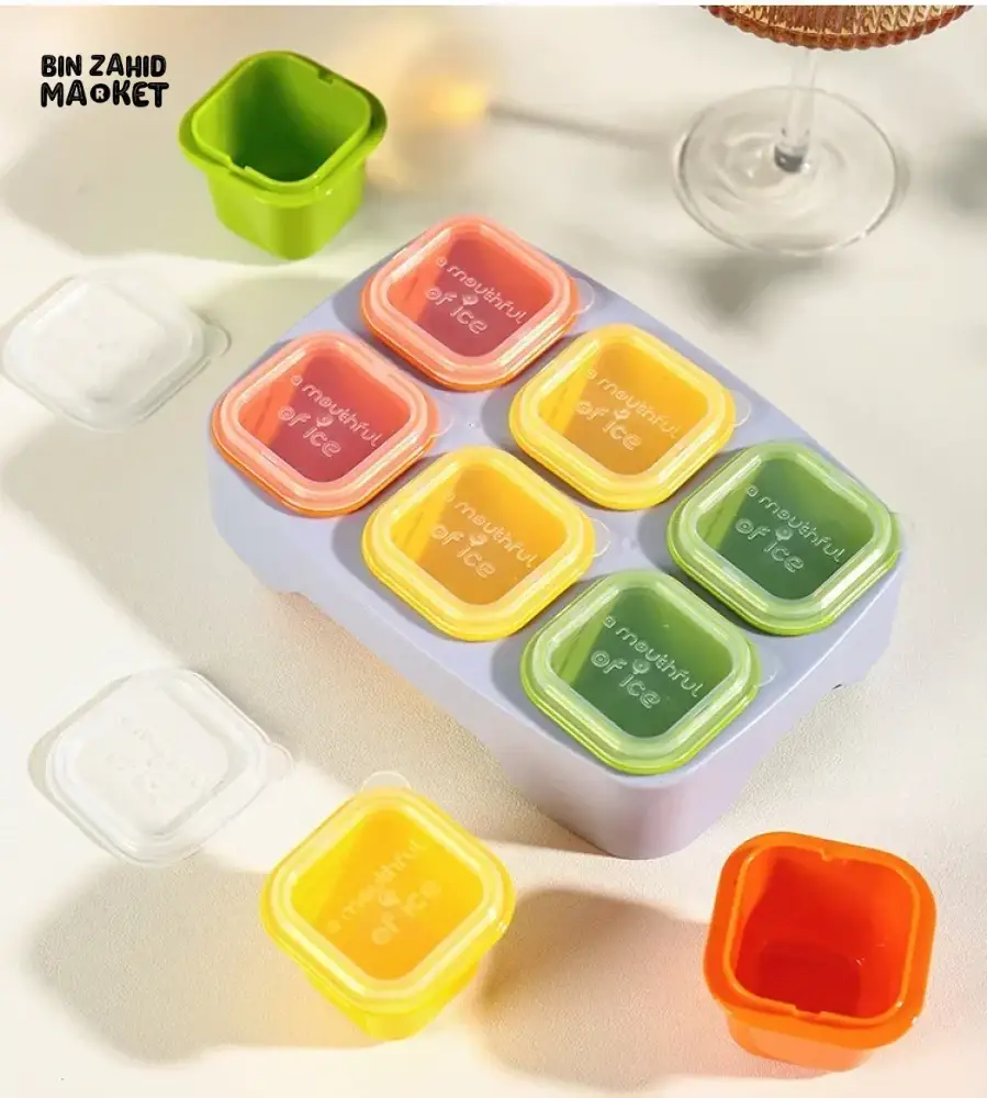 6 GRID COLORFUL BABY FOOD STORAGE CONTAINER WITH TRAY – LEAKPROOF & FREEZER SAFE - Image 2