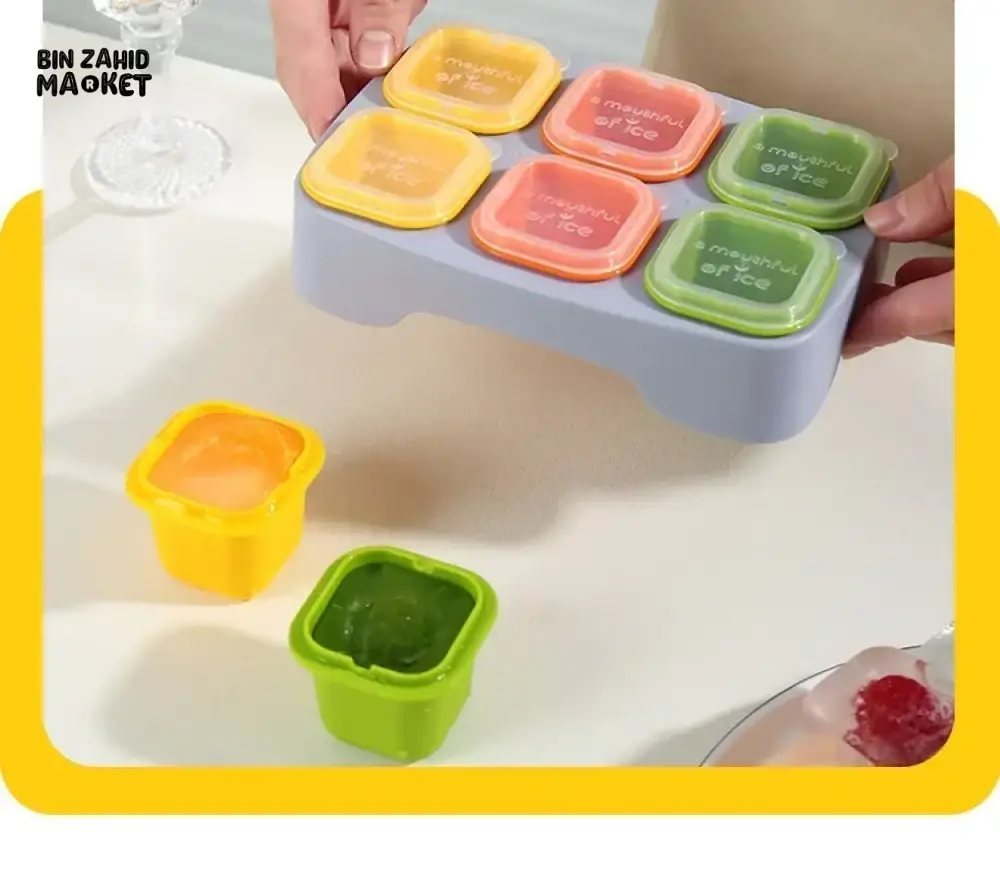 6 GRID COLORFUL BABY FOOD STORAGE CONTAINER WITH TRAY – LEAKPROOF & FREEZER SAFE - Image 3