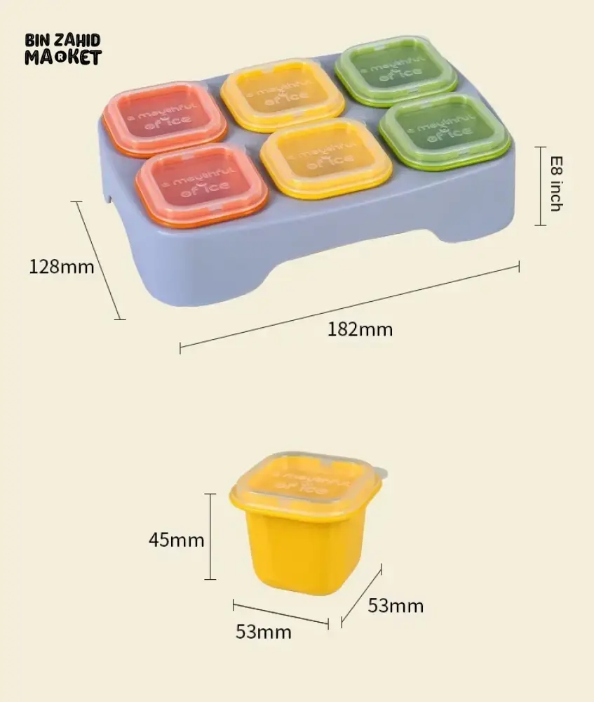 6 GRID COLORFUL BABY FOOD STORAGE CONTAINER WITH TRAY – LEAKPROOF & FREEZER SAFE - Image 4