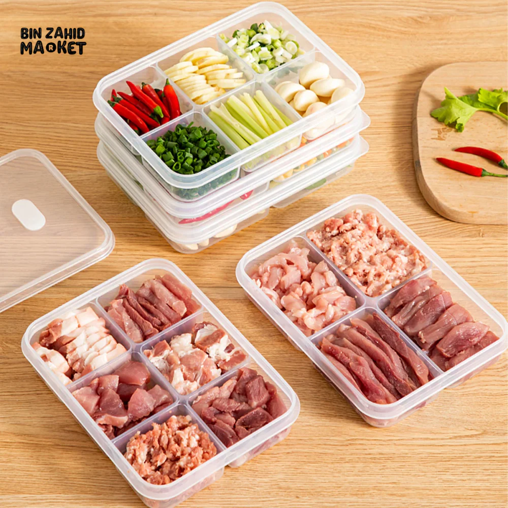 6-GRIDS FRIDGE SEALED FRESH-KEEPING BOX WITH LID PLASTIC FREEZER FOOD STORAGE BOX REUSABLE FOOD CONTAINER FOR KITCHEN - Image 2