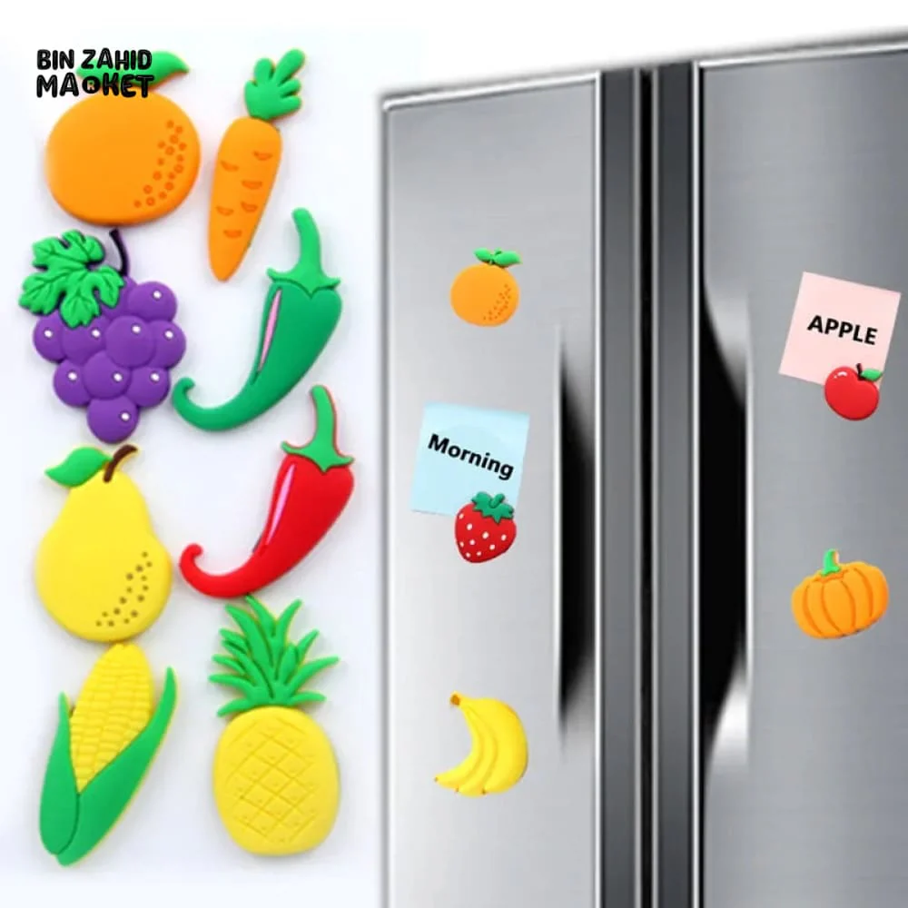 6 PIECES FRUITS & VEGGIES FRIDGE MAGNETS