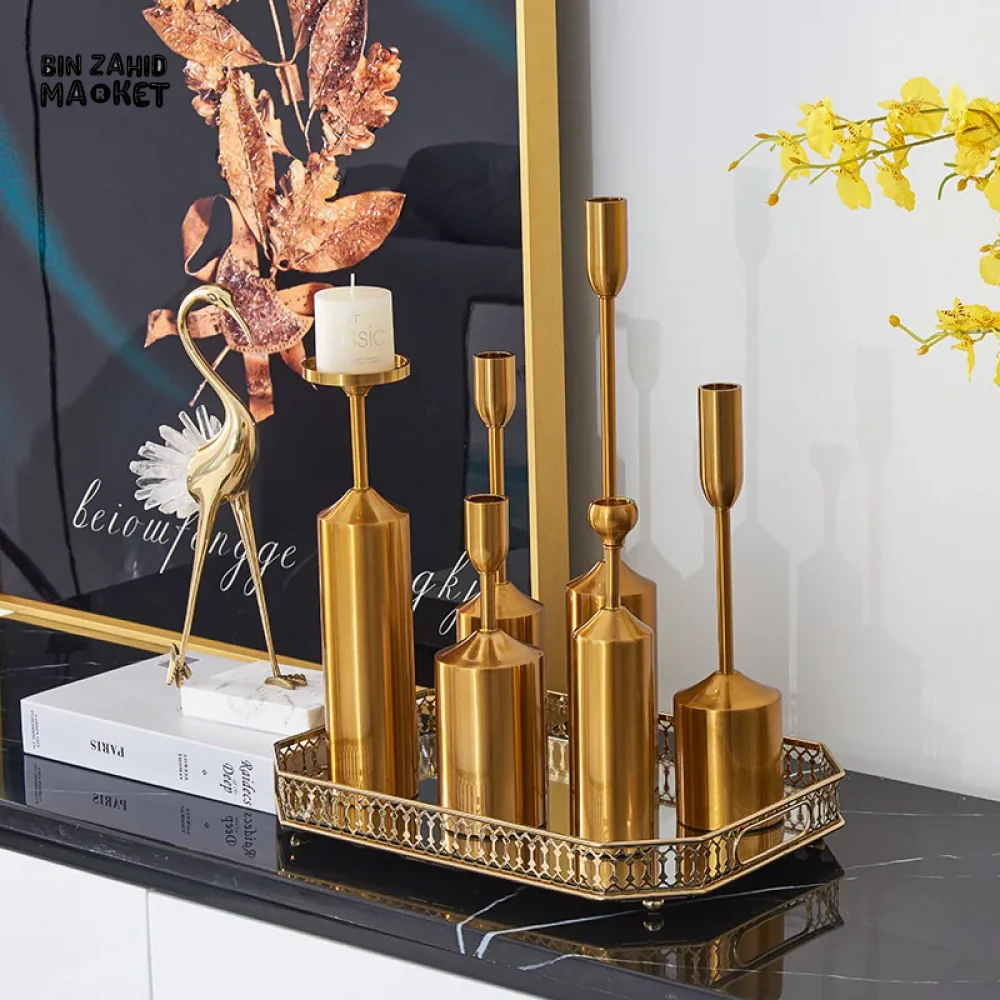 6 PIECES SET EUROPEAN STYLE RETRO METAL CANDLE HOLDER ROMAN STYLE CANDELABRA - Image 2