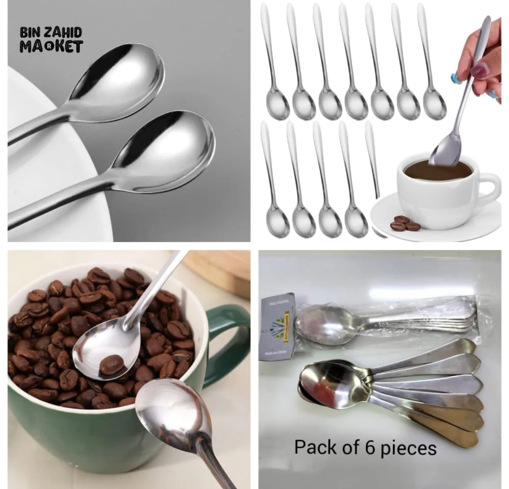 6 PIECES STAINLESS STEEL COFFEE & DESSERT SPOONS - Image 10