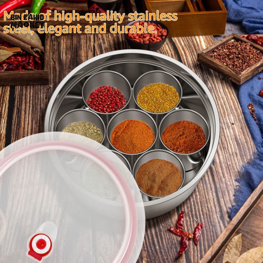 7-COMPARTMENT STAINLESS STEEL SPICE BOX – HOME & OUTDOOR STORAGE - Image 3