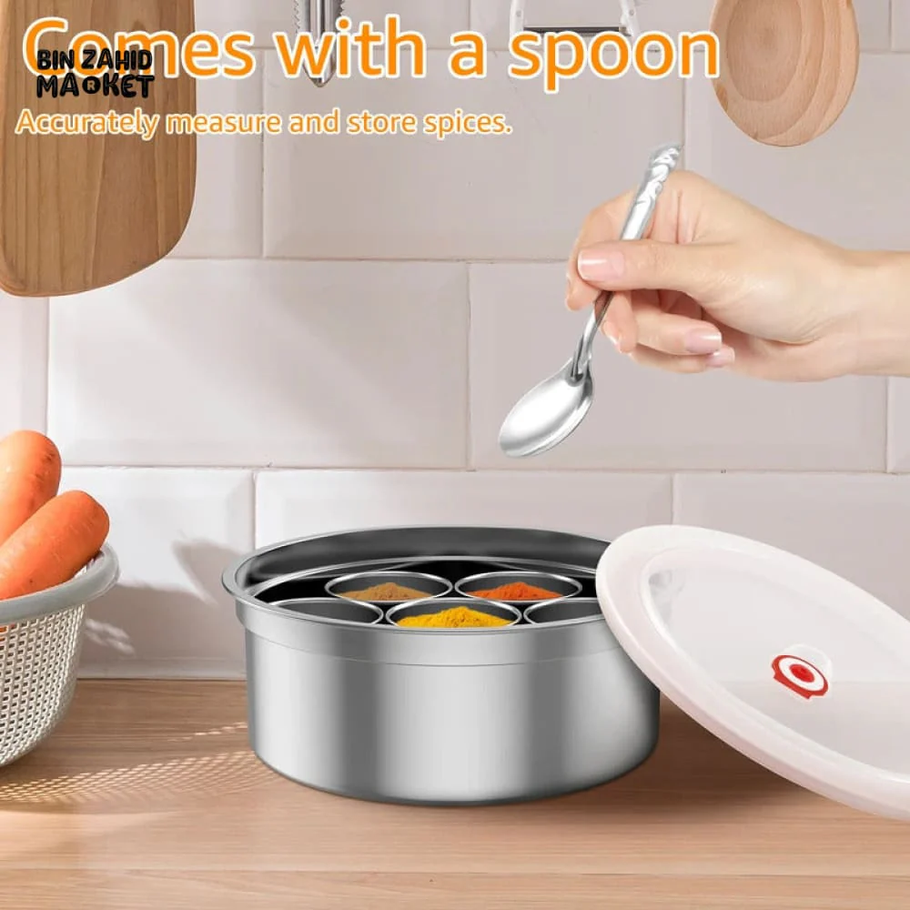 7-COMPARTMENT STAINLESS STEEL SPICE BOX – HOME & OUTDOOR STORAGE - Image 4