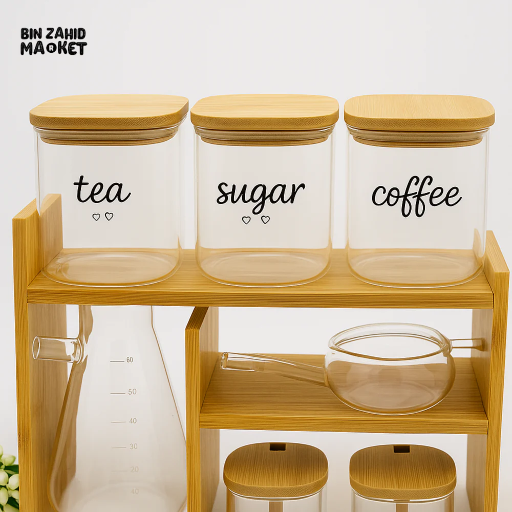9-PIECE PREMIUM KITCHEN ORGANIZER SET WITH BAMBOO STAND - COMPLETE COUNTERTOP STORAGE SOLUTION - Image 2