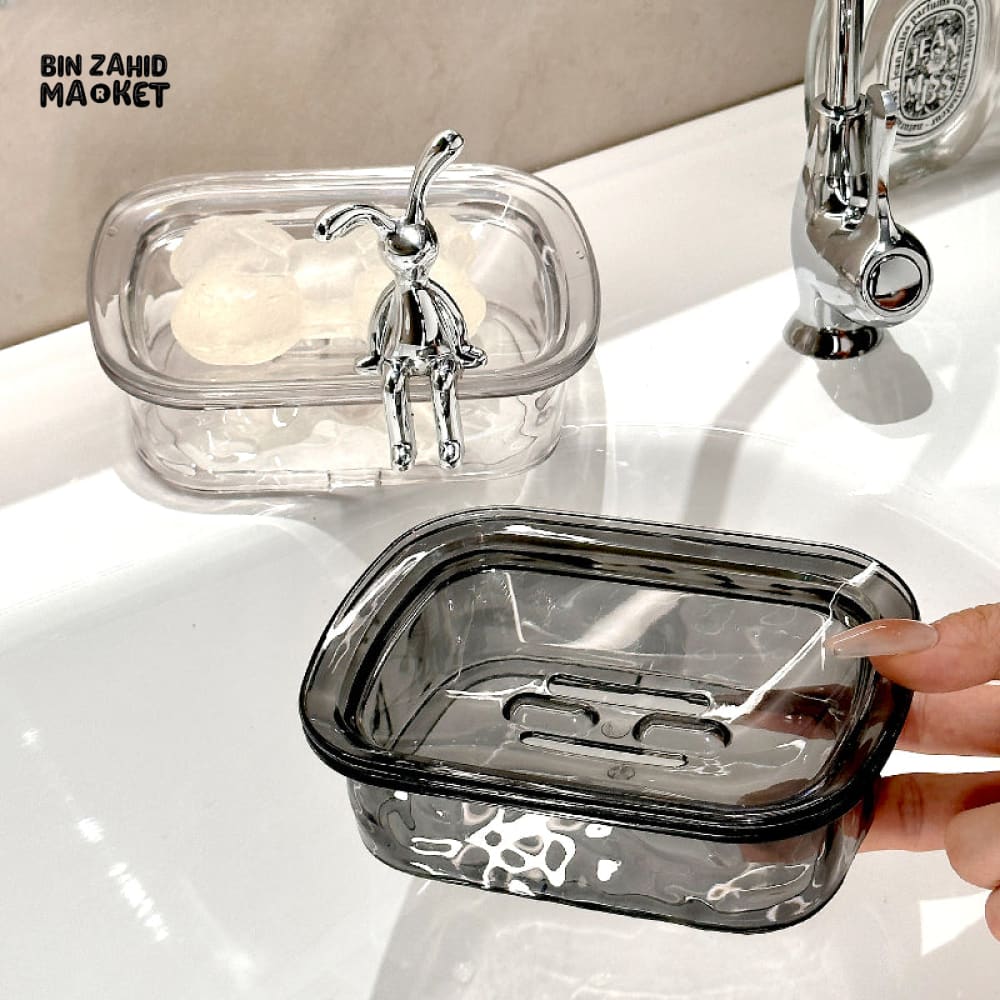 CUTE RABBIT SOAP DISH – WATER DRAINING PLASTIC SOAP RACK FOR BATHROOM - Image 4
