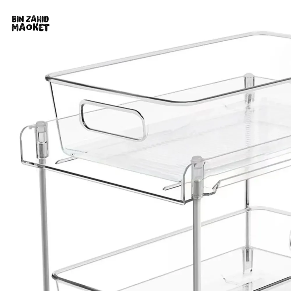 ACRYLIC CLEAR PULL-OUT STORAGE ORGANIZER COSMETIC & FOOD STORAGE - 2 TIER - Image 6