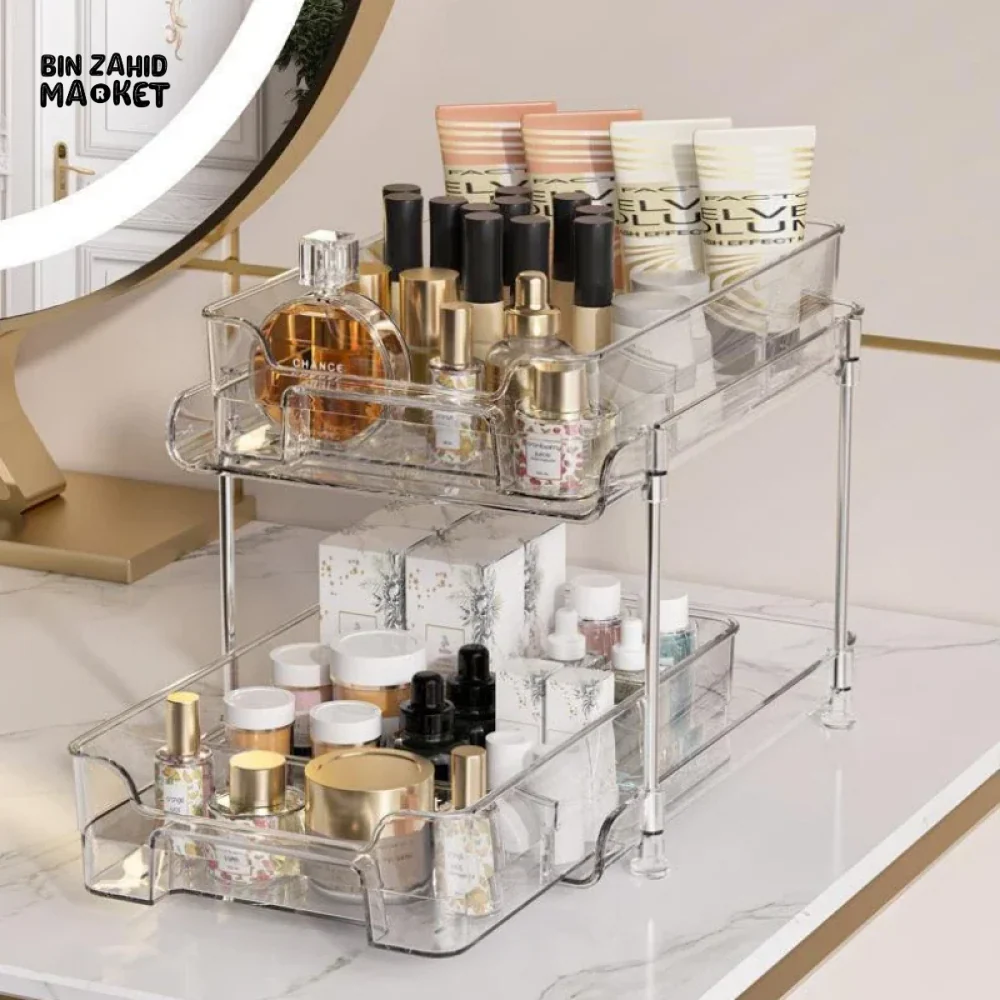 ACRYLIC CLEAR PULL-OUT STORAGE ORGANIZER COSMETIC & FOOD STORAGE - 3 TIER - Image 3