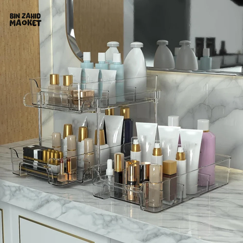 ACRYLIC CLEAR PULL-OUT STORAGE ORGANIZER COSMETIC & FOOD STORAGE - 3 TIER - Image 7