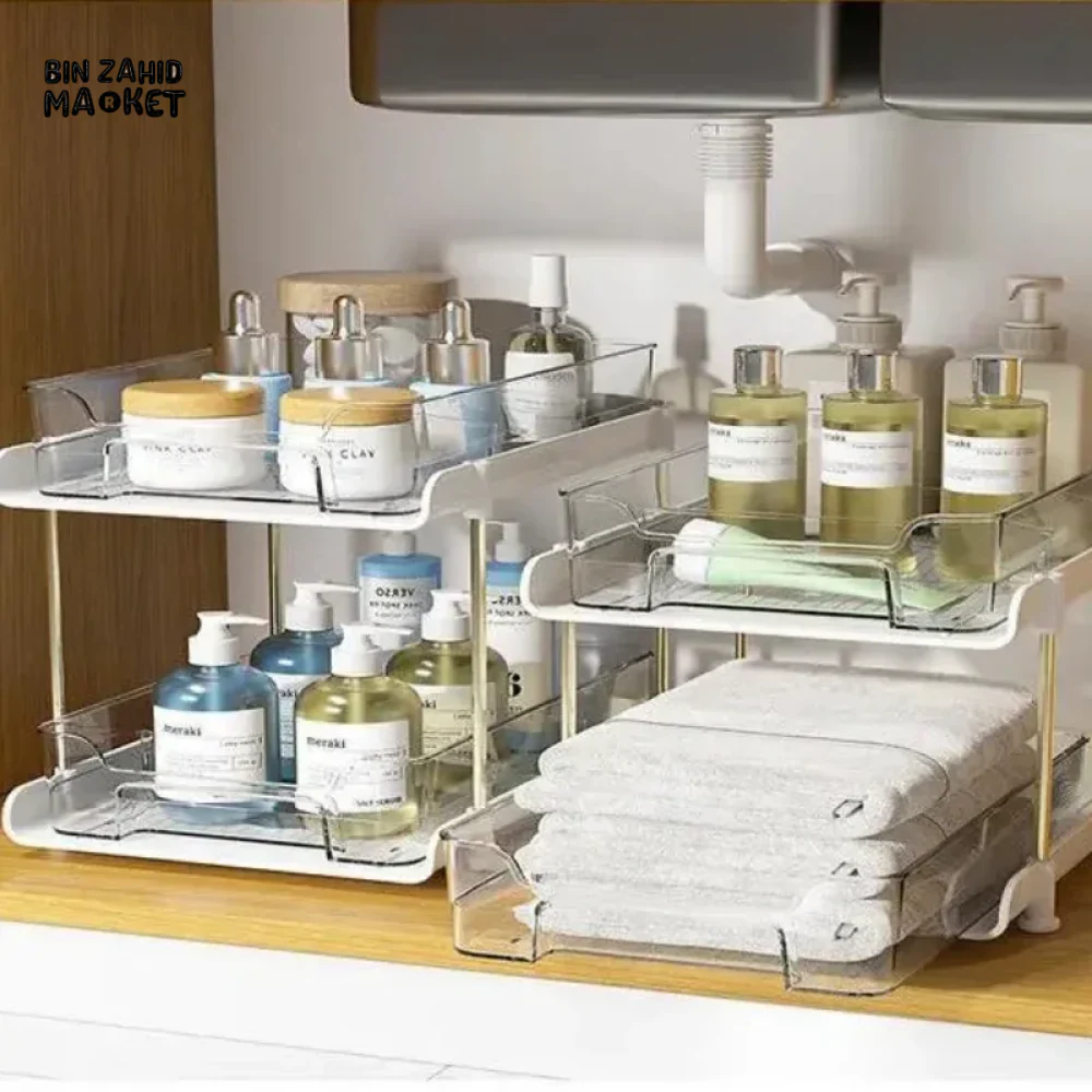 ACRYLIC CLEAR PULL-OUT STORAGE ORGANIZER COSMETIC & FOOD STORAGE - 3 TIER - Image 8