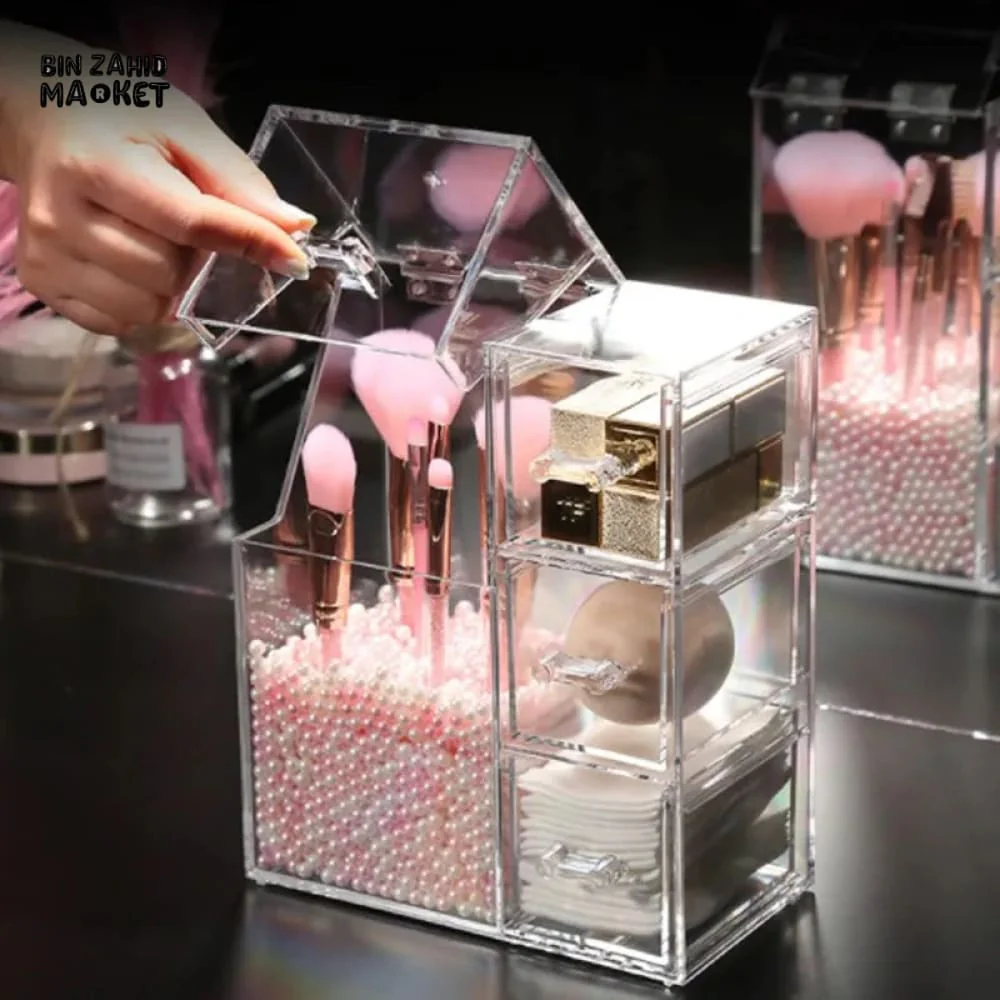 ACRYLIC MAKE-UP BRUSH ORGANIZER WITH DRAWER - Image 3