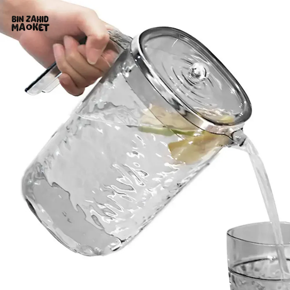 ACRYLIC WATER PITCHER WITH LID – THICKENED HEAT-RESISTANT CARAFE FOR HOT & COLD JUICE MILK AND BEVERAGES - Image 3