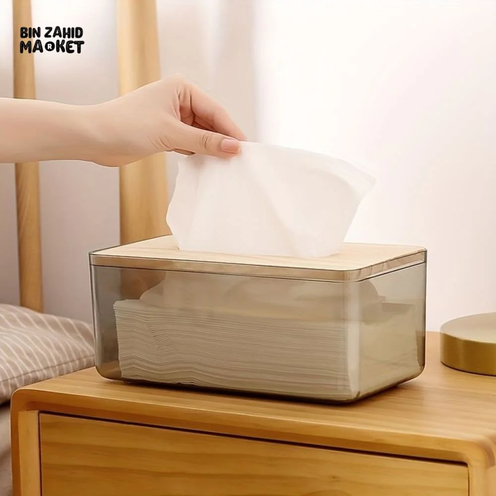 ACRYLIC WOODEN TOP TISSUE BOX