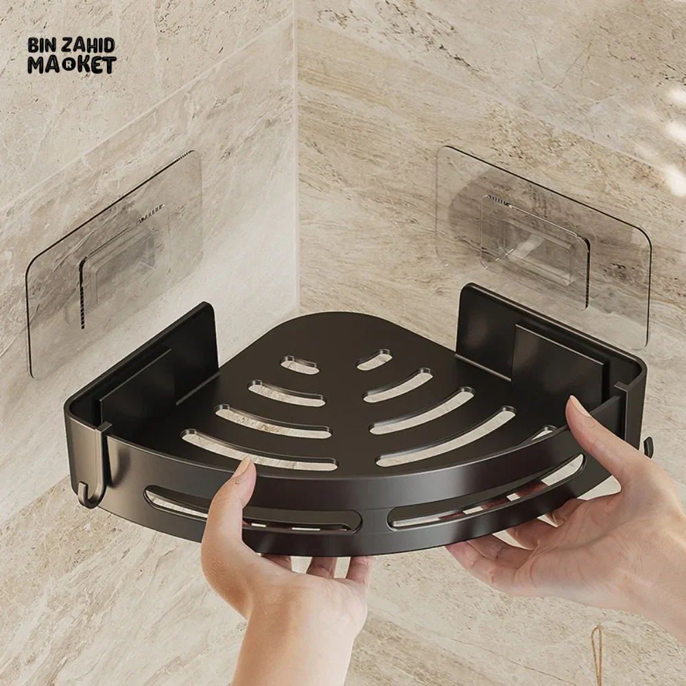 ADHESIVE BATHROOM SHAMPOO HOLDER SHOWER CADDY TOWEL STORAGE SHELVES - Image 3