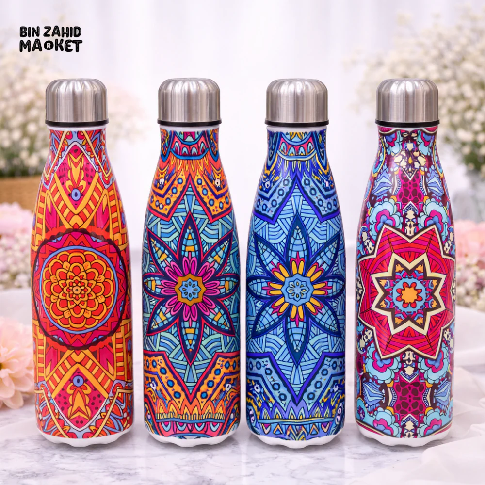 AESTHETIC BOHO MANDALA LUXE PRINT INSULATED WATER BOTTLE - VIBRANT MANDALA ESSENCE - Image 2