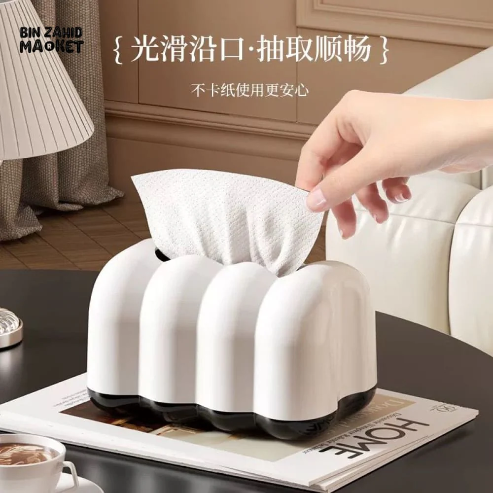 AESTHETIC CLOUD TISSUE BOX HOLDER – PREMIUM TABLETOP NAPKIN DISPENSER FOR LIVING ROOM & BEDROOM - Image 2
