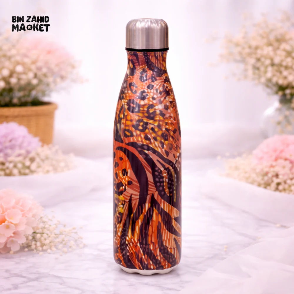 AESTHETIC URBAN SAFARI PRINT INSULATED WATER BOTTLE - AMBER TIGER DUST