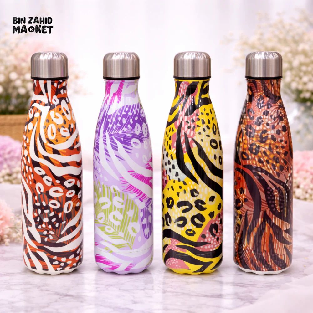 AESTHETIC URBAN SAFARI PRINT INSULATED WATER BOTTLE - JUNGLE LILAC FLOW - Image 2