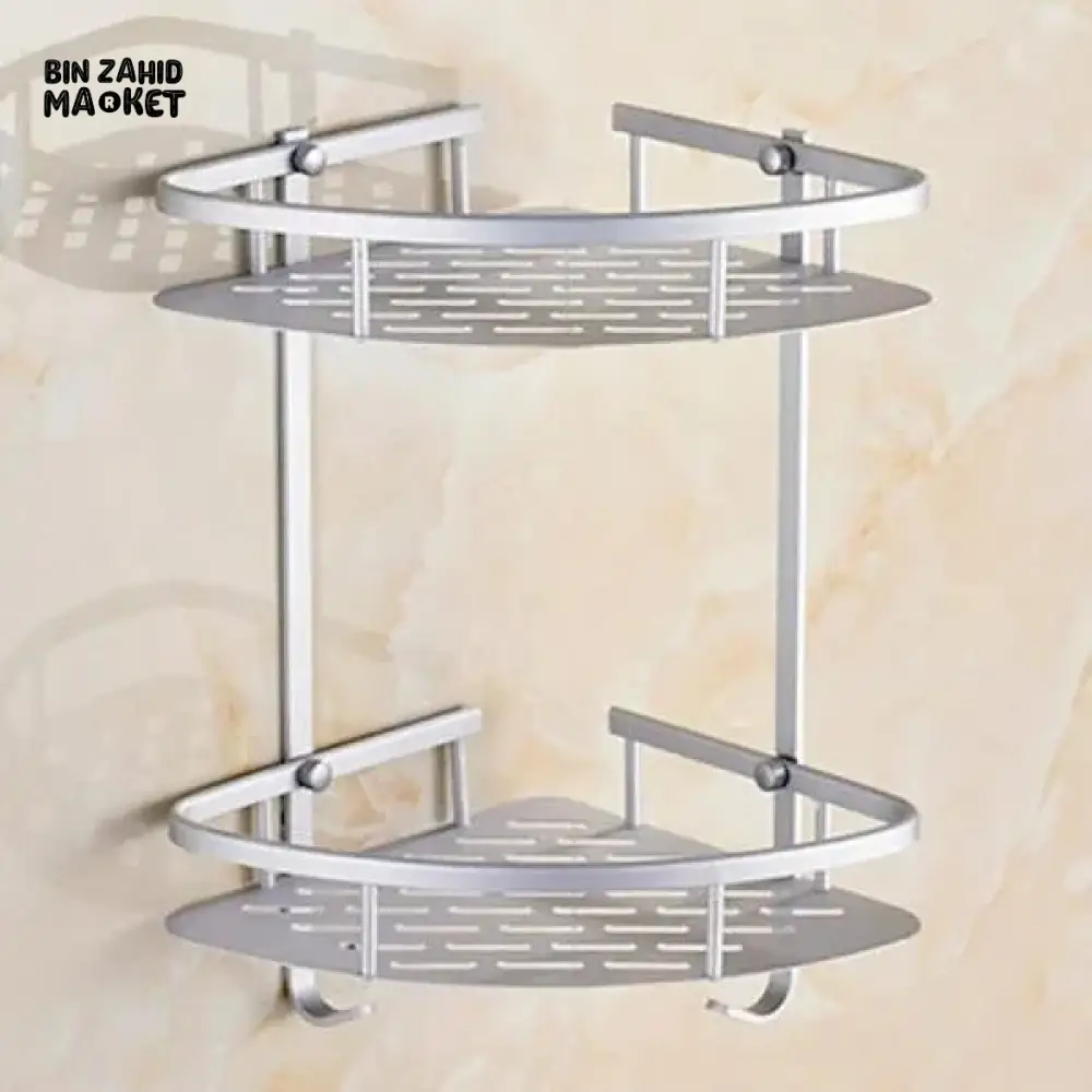 ALUMINUM CORNER RACK – 2-TIER WALL SHELF FOR BATHROOM & KITCHEN - Image 3