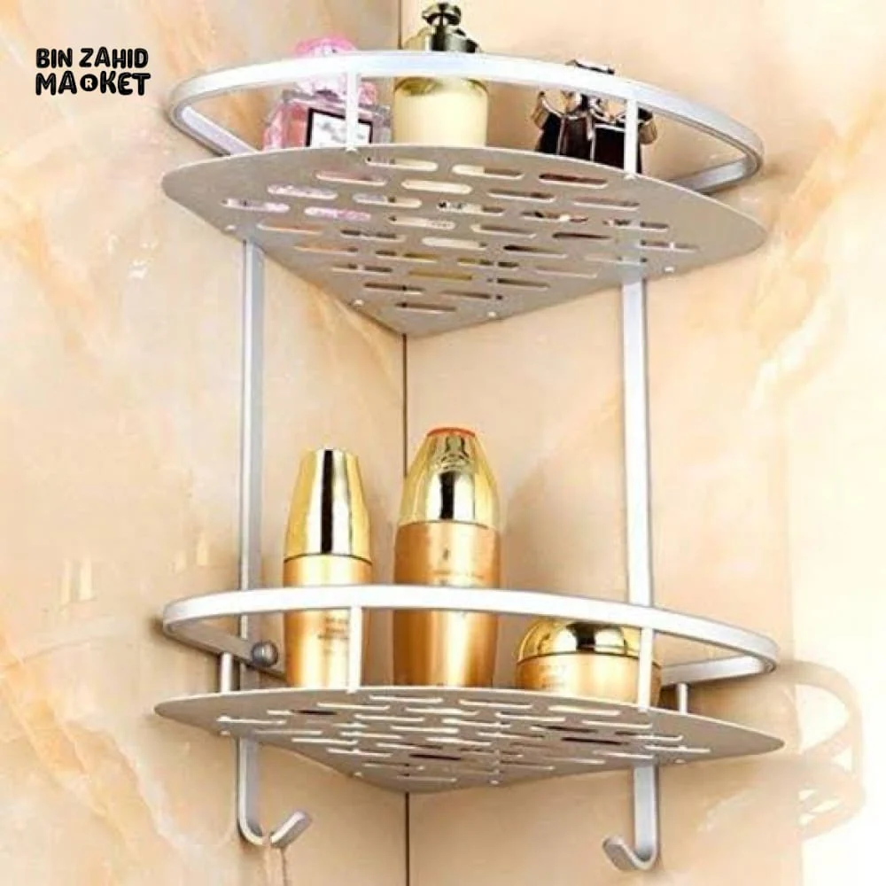 ALUMINUM CORNER RACK – 2-TIER WALL SHELF FOR BATHROOM & KITCHEN - Image 4
